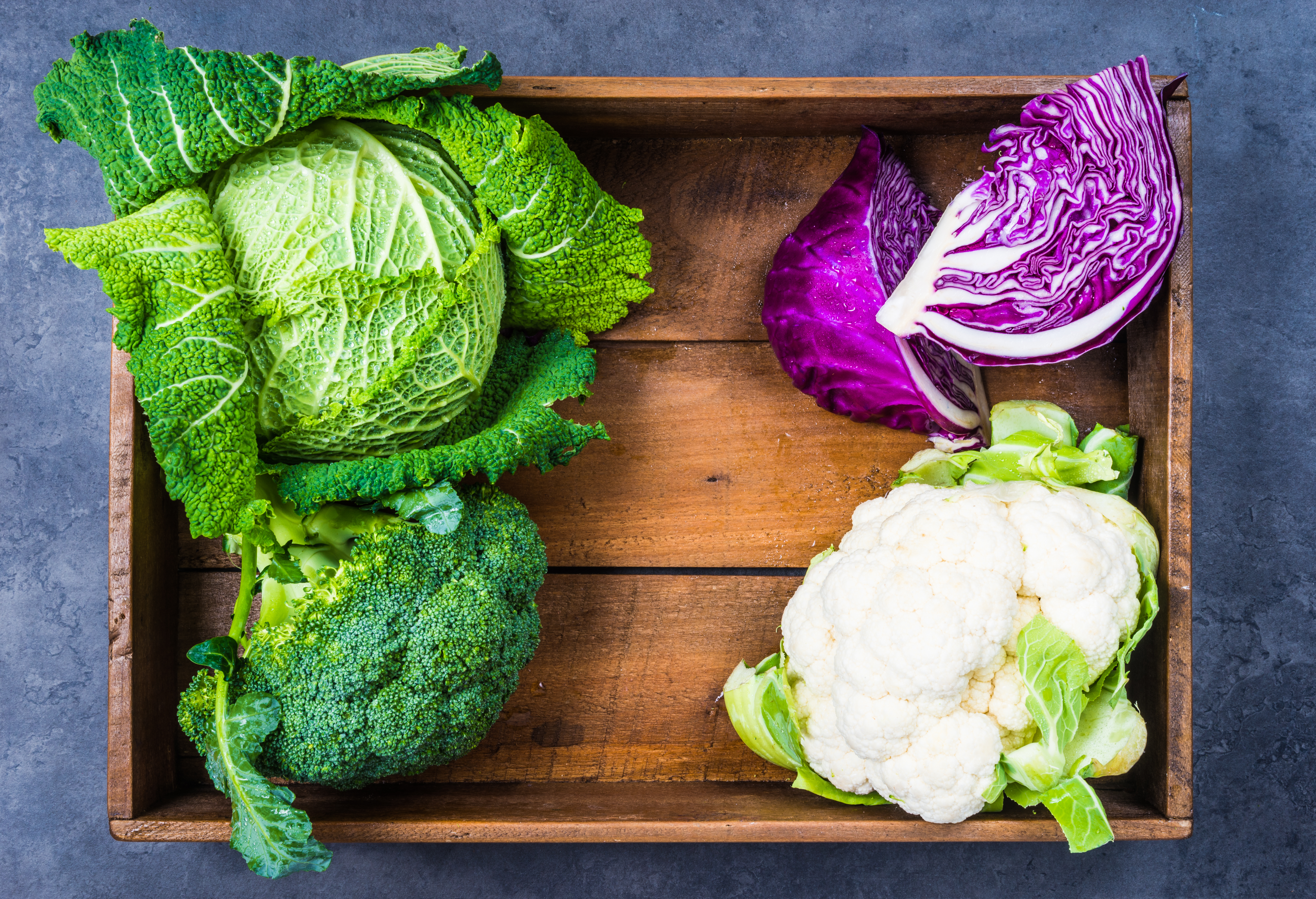 Vitality Blog Cabbages In Wooden Box.